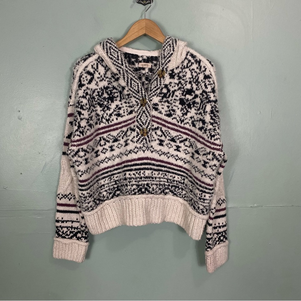 Anthropologie Relaxed‎ Hooded Sweater Size Medium Chunky